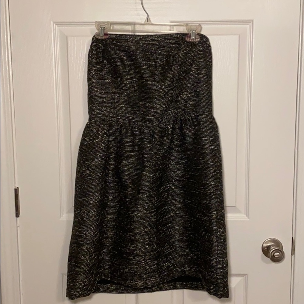 Gap Metallic Black/Silver Tweed Strapless Dress